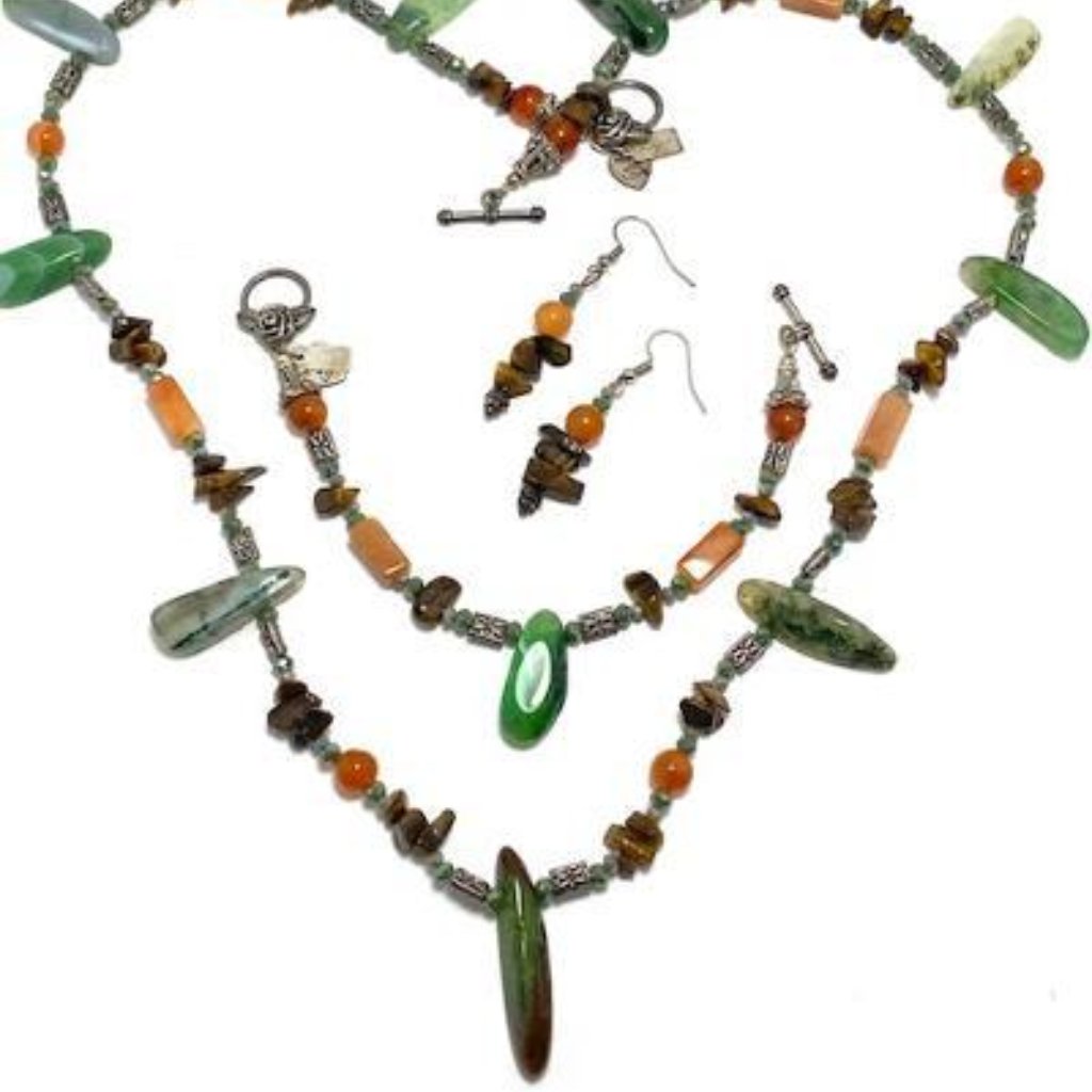 Handmade Jewelry Set By Surdigirl - Green Agate, Aventurine
